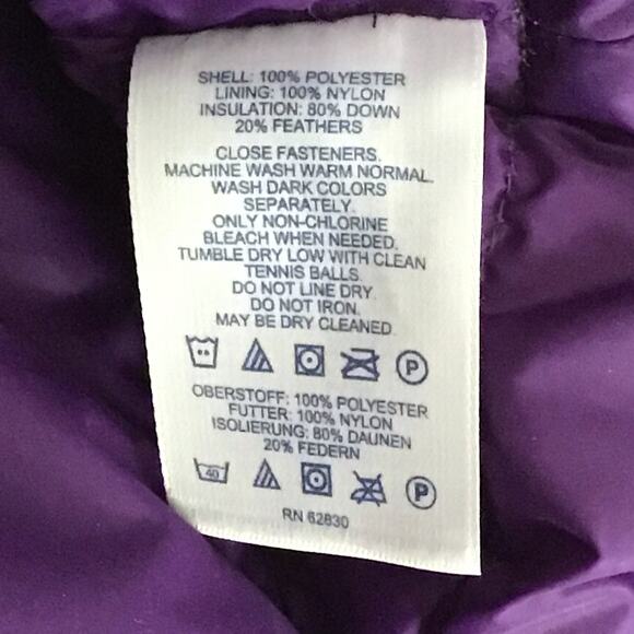 Lands' End Down Filled Quilted Puffer Vest Purple Plum Black Tartan Plaid S 6 8 - Picture 7 of 7